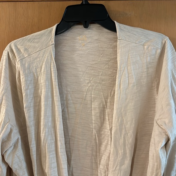 Belle Kim Gravel Women’s Slub Knit Tie Front Shrug Top Cream Plus Size 1X - Picture 4 of 12